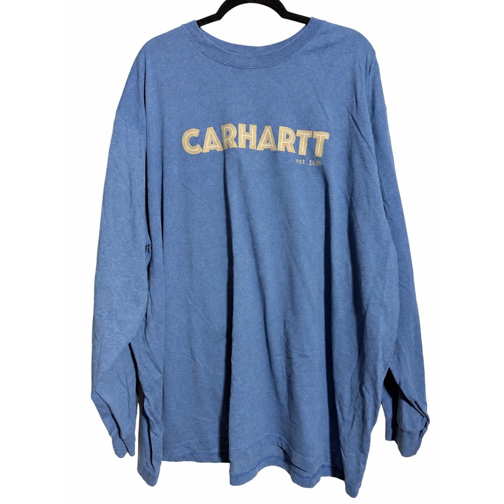 Carhartt Mens 3XL Loose Fit Long Sleeve Graphic T-Shirt Blue Heather TK5422-M